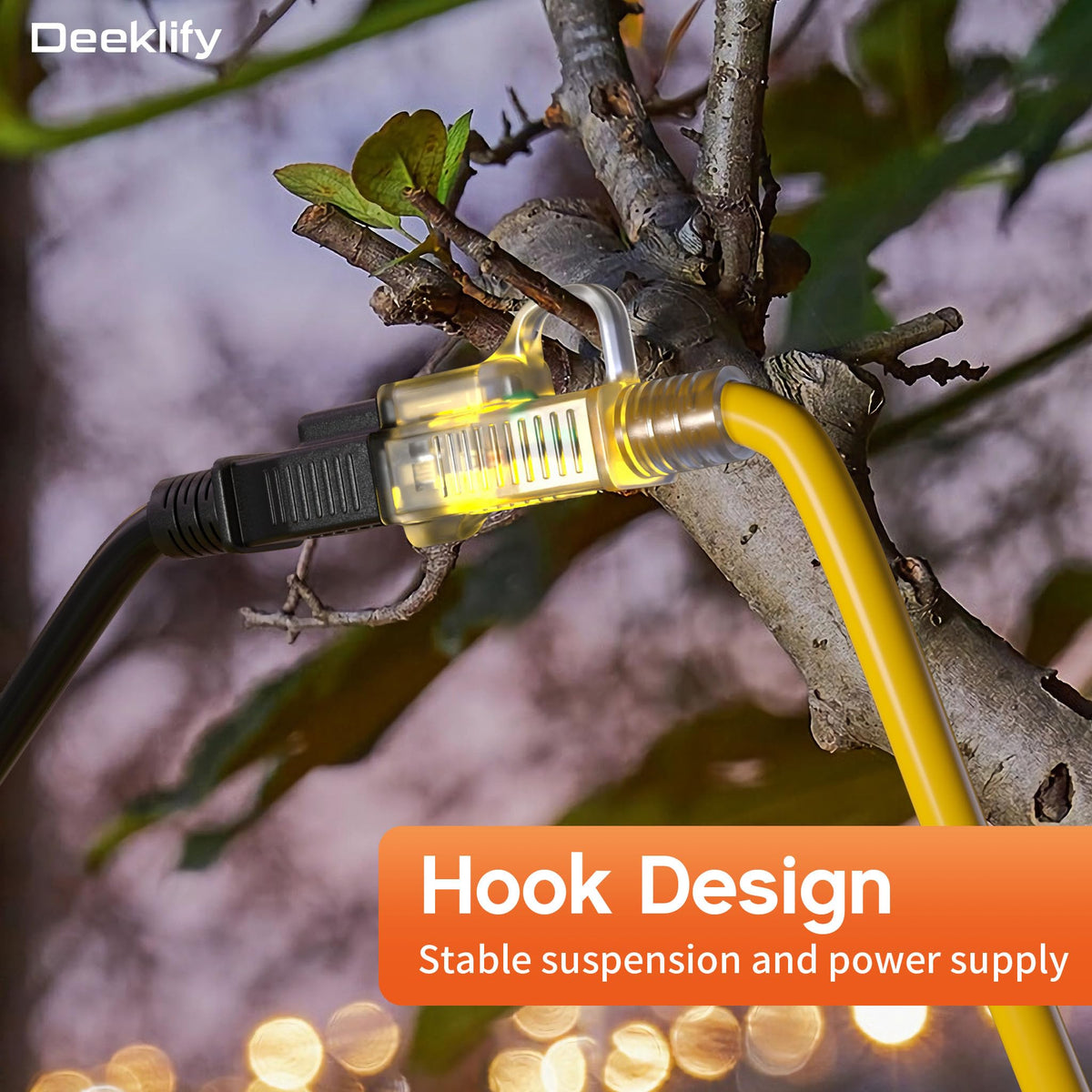 100FT Heavy Duty Outdoor Extension Cord Waterproof Yellow L6774