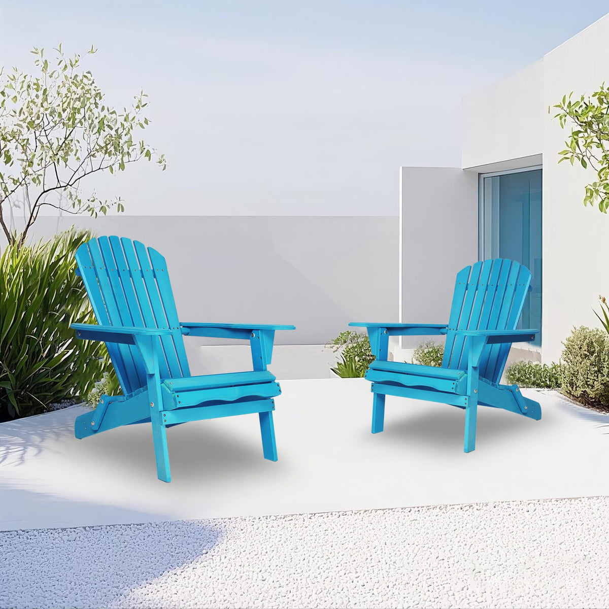 Solid Wood Folding Adirondack Chairs Set of 2 T475