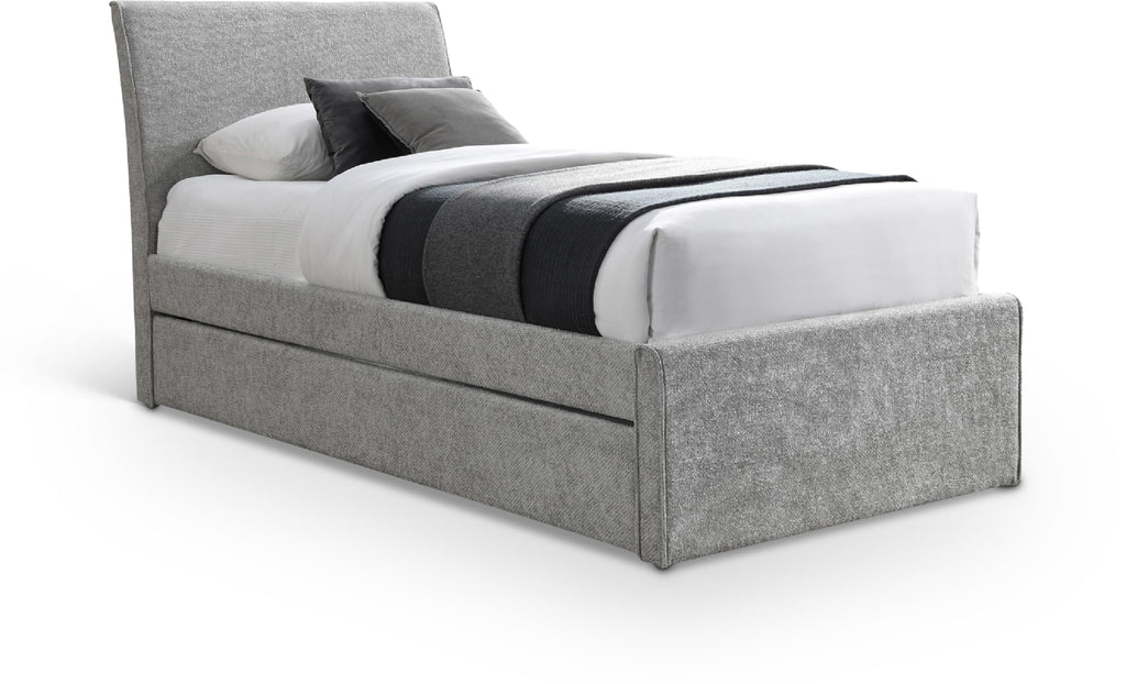 Grey Chenille Twin Trundle Bed R94928