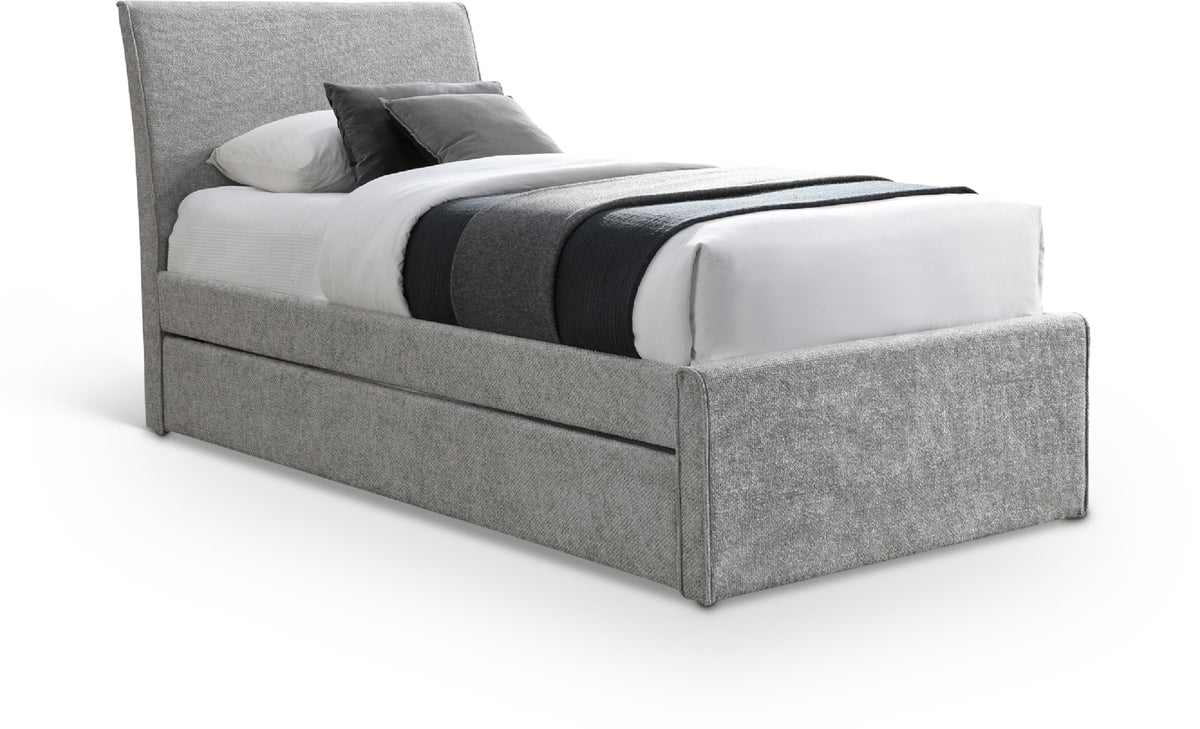 Grey Chenille Twin Trundle Bed R94928