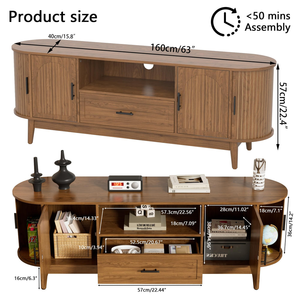 63" Fluted TV Stand with Drawers S95591