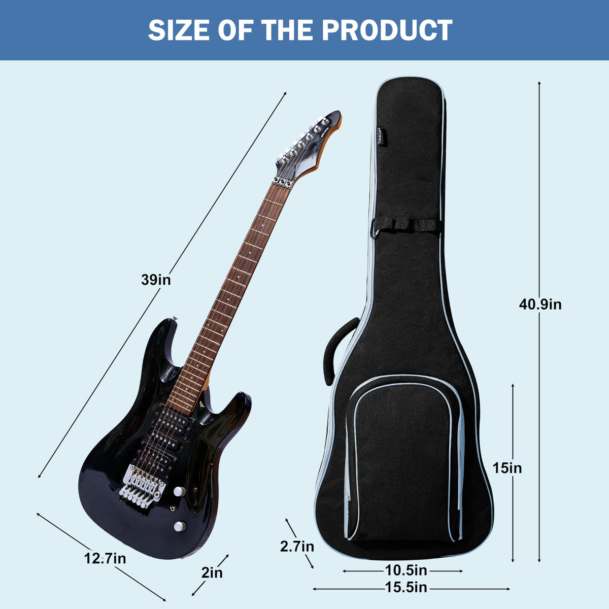 40 Inch 7mm Padded Waterproof Electric Guitar Gig Bag H273409