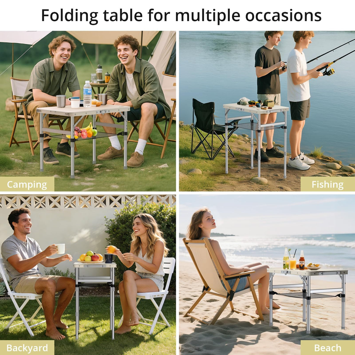 2 ft Small Folding Table, 3 Adjustable Height Z321245