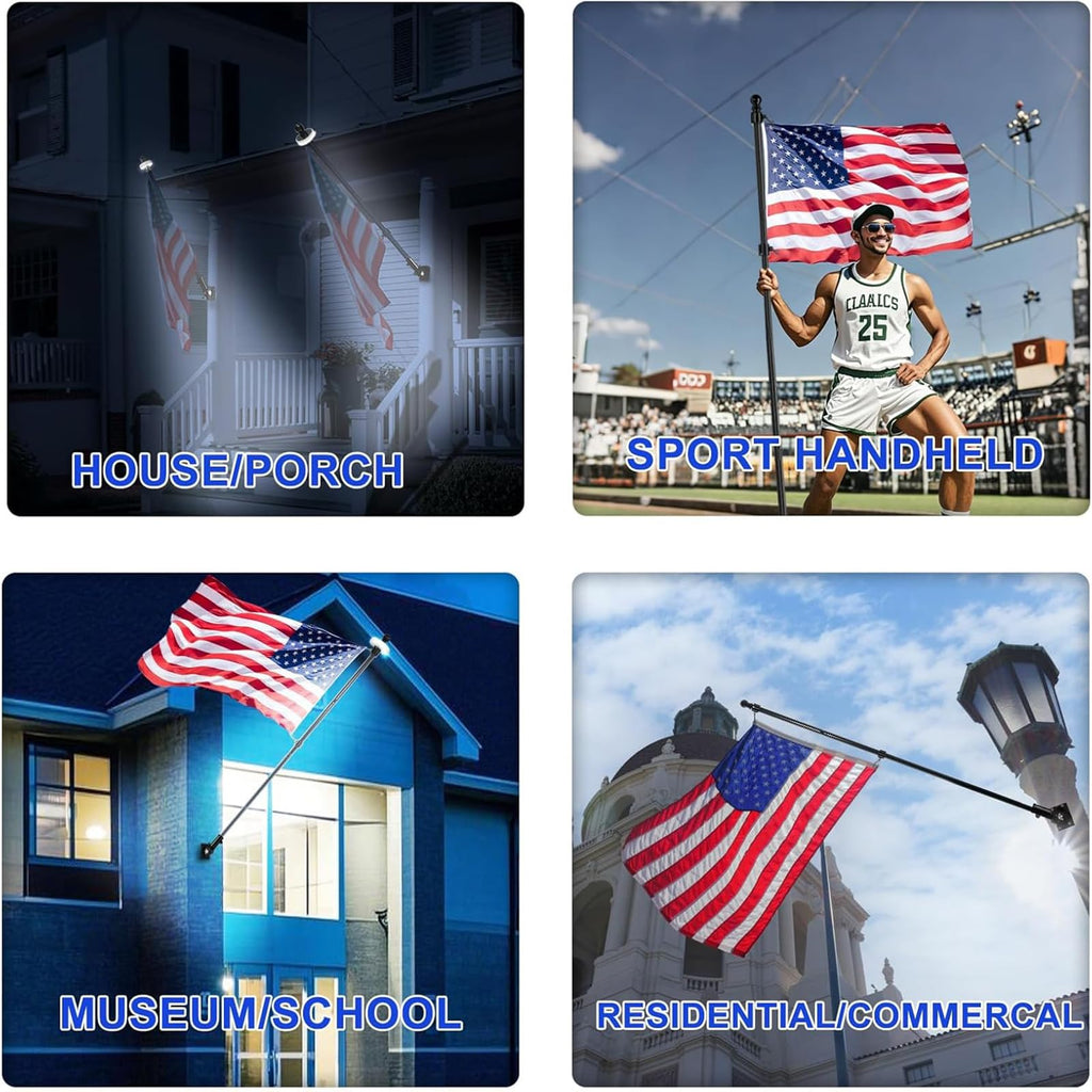 5FT Black Stainless Steel Flag Pole Kit with Solar Light and American Flag H99604