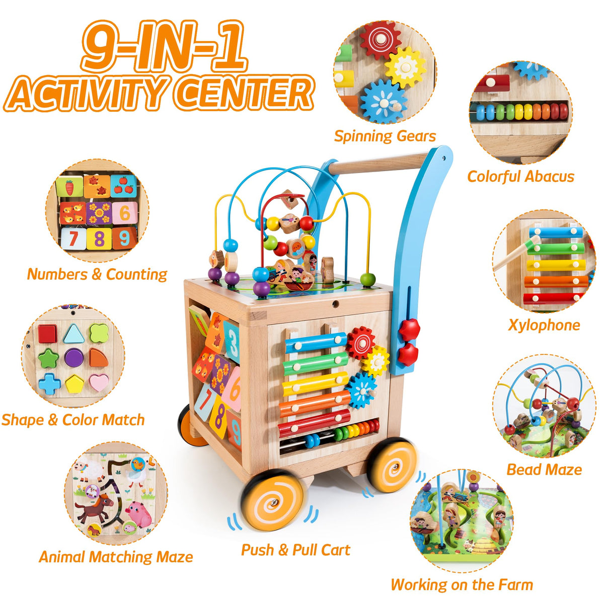 Wooden Activity Cube Baby Walker U539