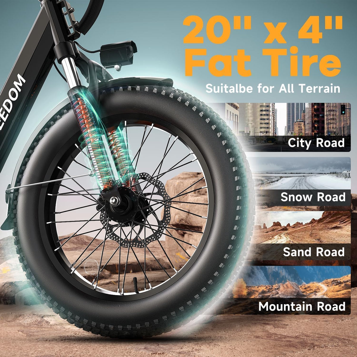 Electric Bike with 1500W Motor 48V 20Ah Battery 20" Fat Tire 7-Speed T6334