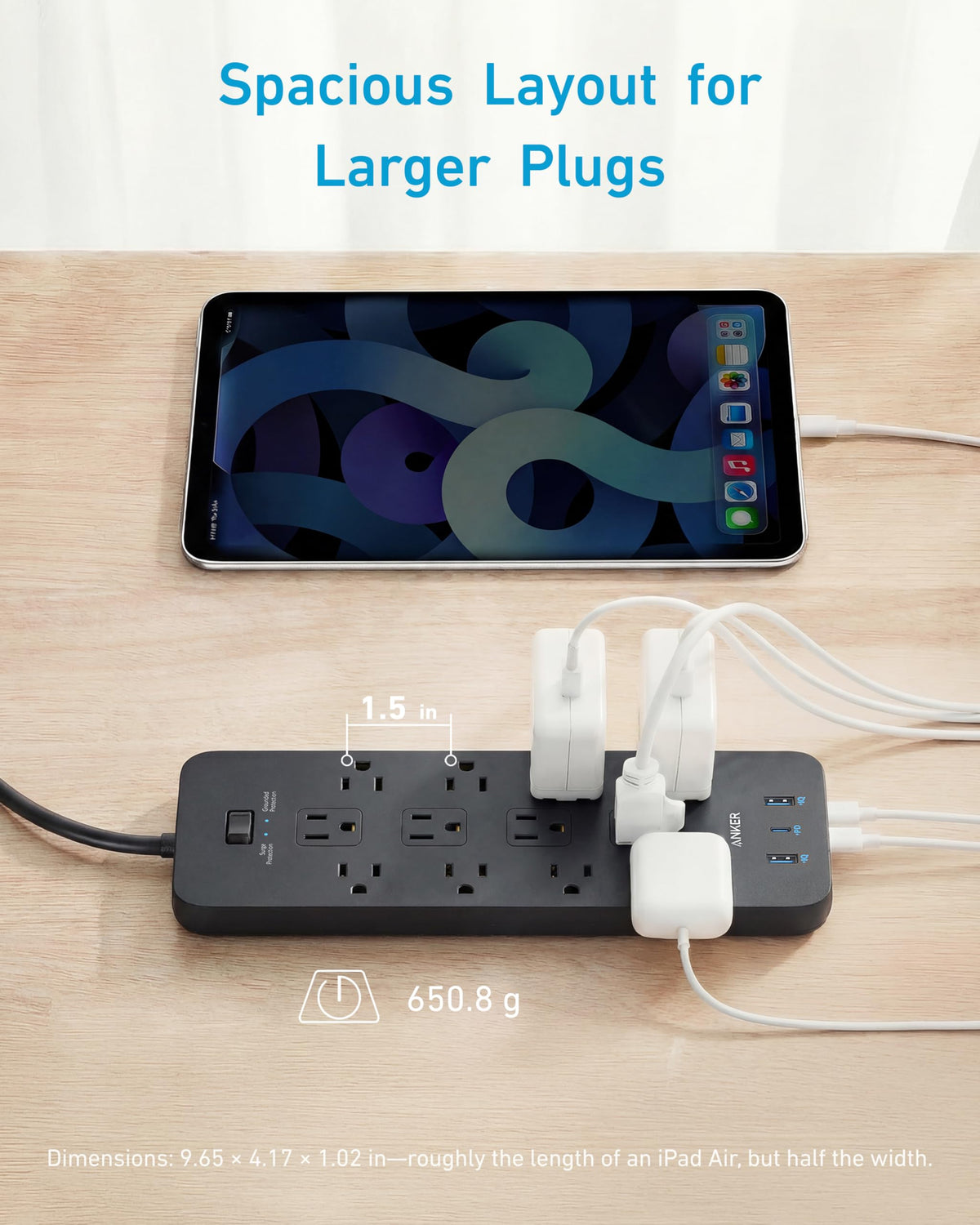 Power Strip with Surge Protector, Outlet Extender, 20W, 12 AC N9724
