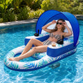 Rechargeable Motorized Pool Float Lounger with Canopy and Cup Holder L1208