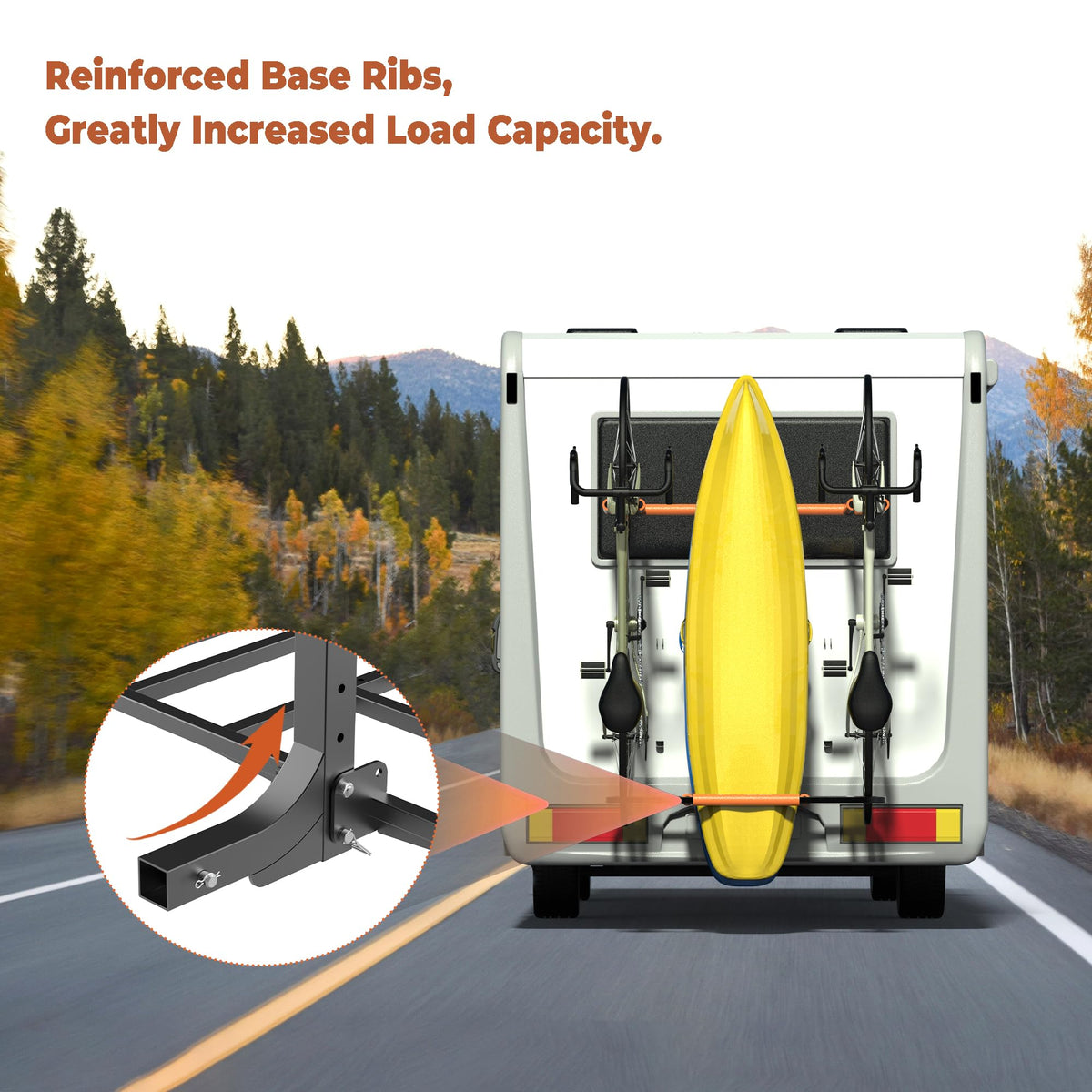 RV Kayak Rack and Bike Carrier for 2 Kayaks and 2 Bikes, 300 LBS Heavy Duty Alloy Steel U373031
