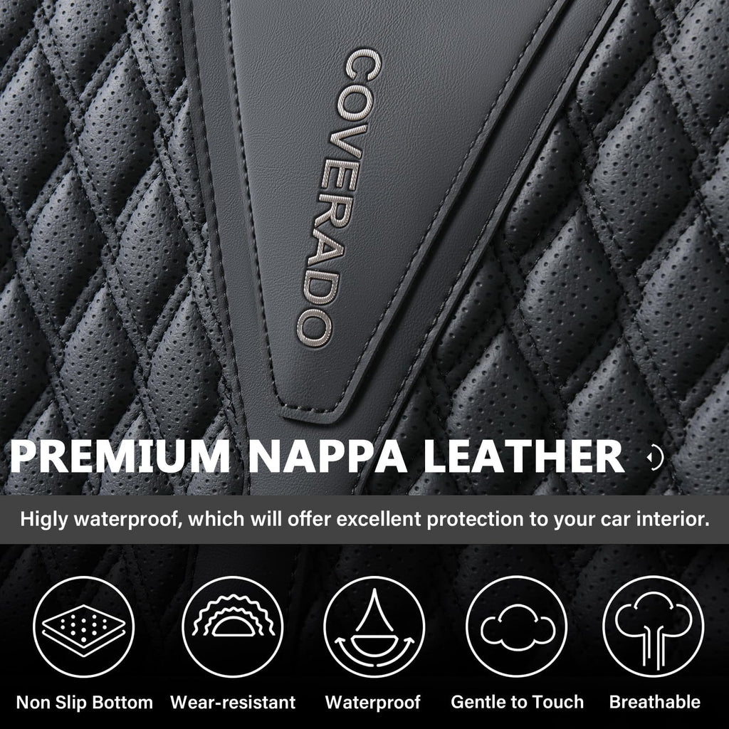 Black 5 Seats Nappa Leather Car Seat Covers Full Set N89384