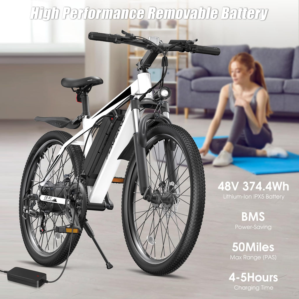 1000W 50Miles 26" Electric Mountain Bike with 48V Removable Battery W23038