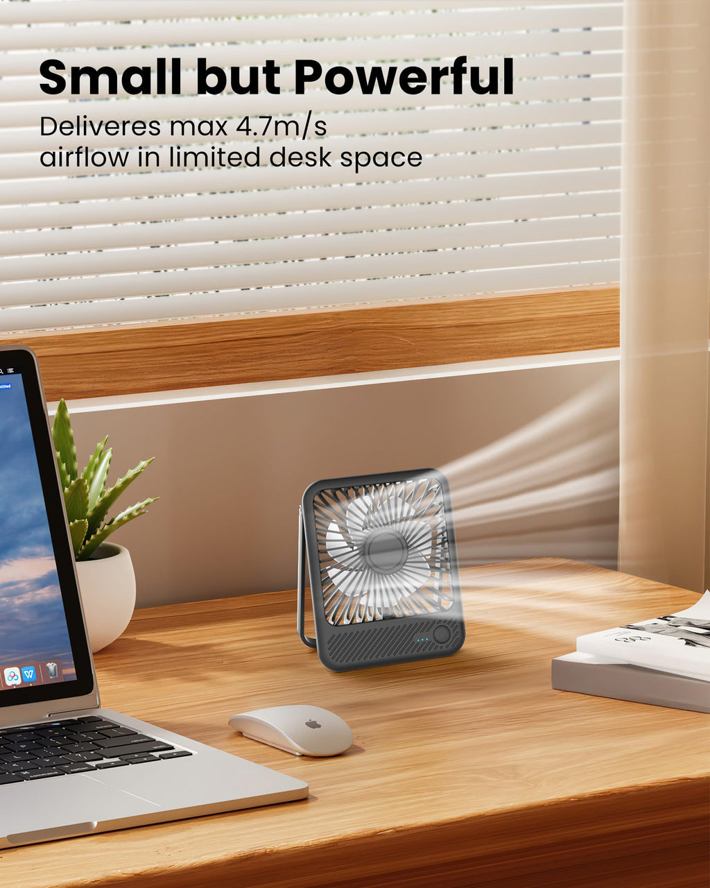 Battery Operated Desk Fan, 5'' Portable USB Fan, 11h Runtime, 3 Speeds C240