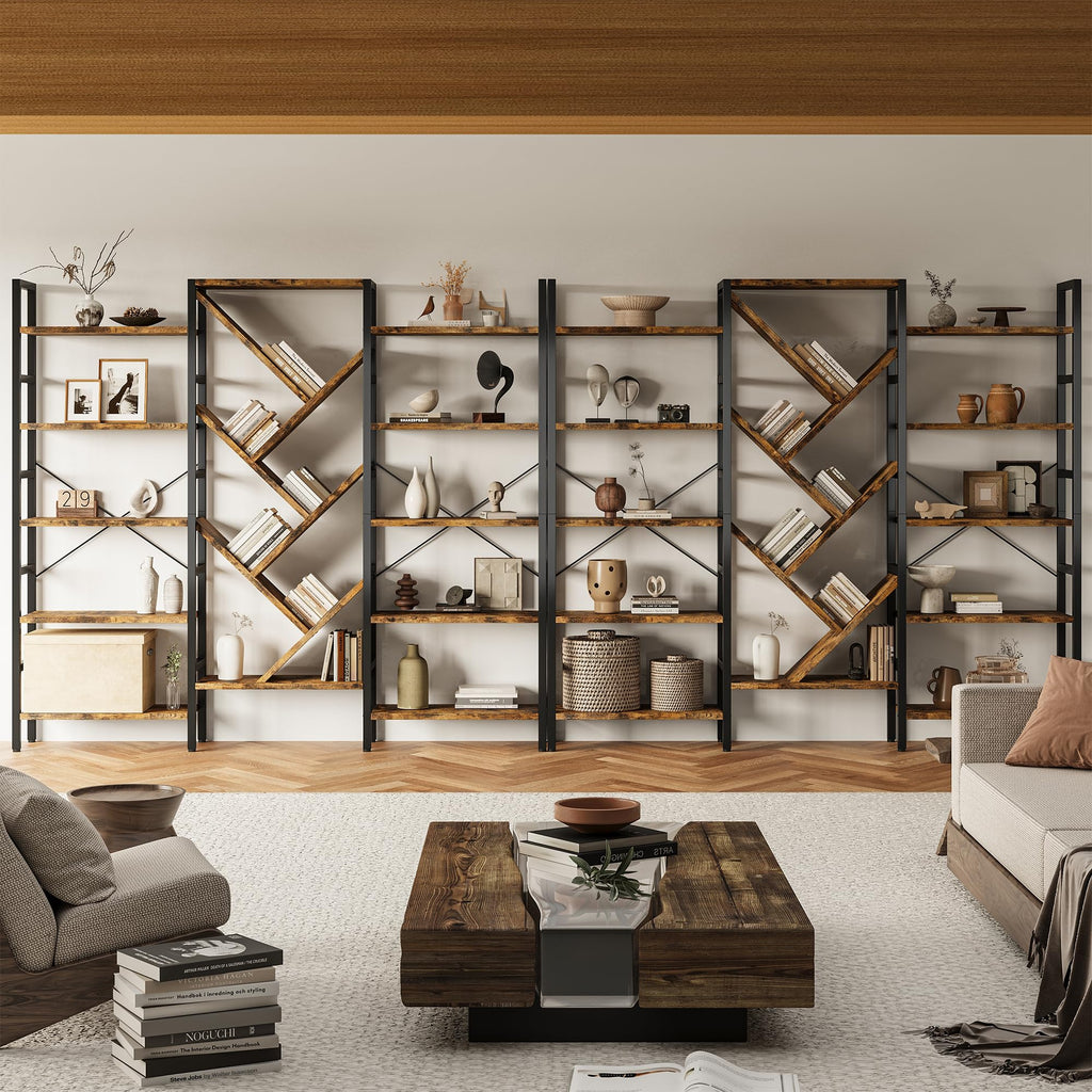 70x70 5 Tier Wooden Bookcase with 17 Open Shelf L222424