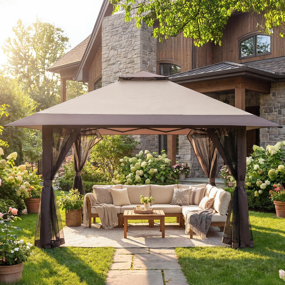 13x13 Pop Up Gazebo with Mosquito Netting Sidewall X34493