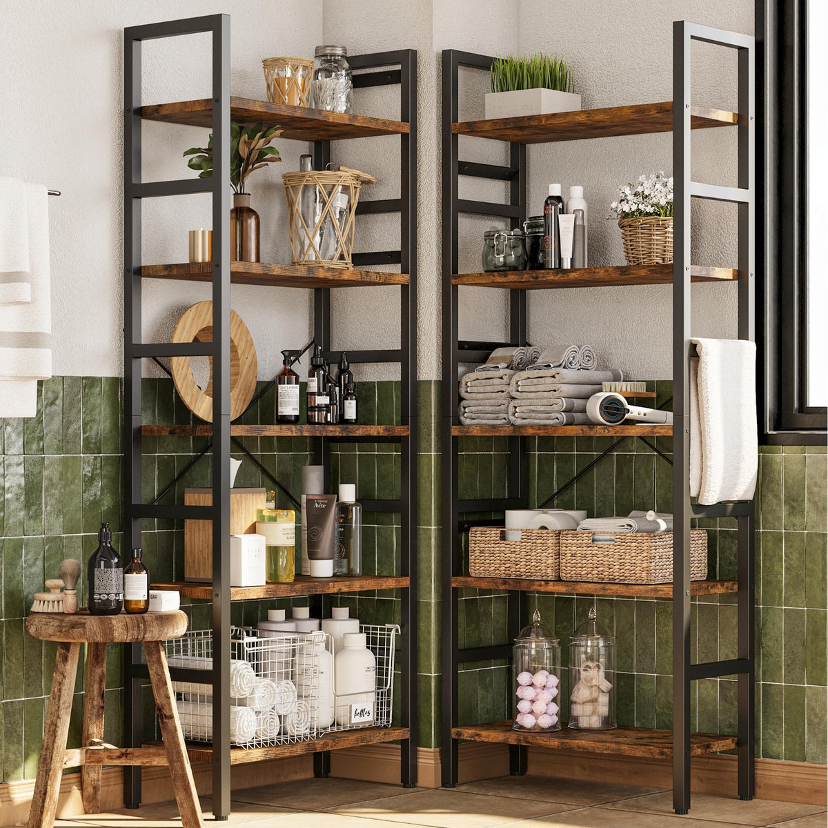 70x70 5 Tier Wooden Bookcase with 17 Open Shelf L222424