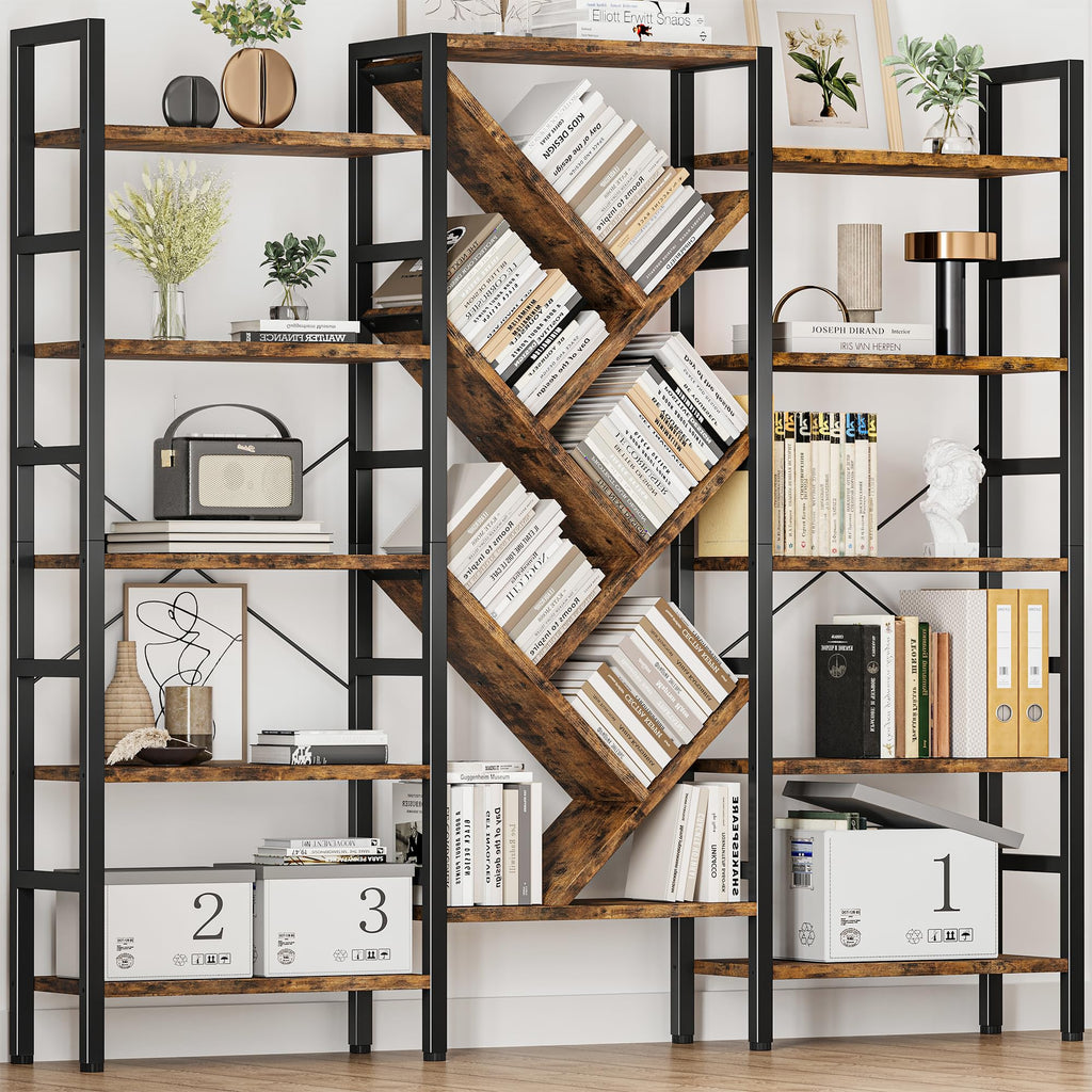 70x70 5 Tier Wooden Bookcase with 17 Open Shelf L222424