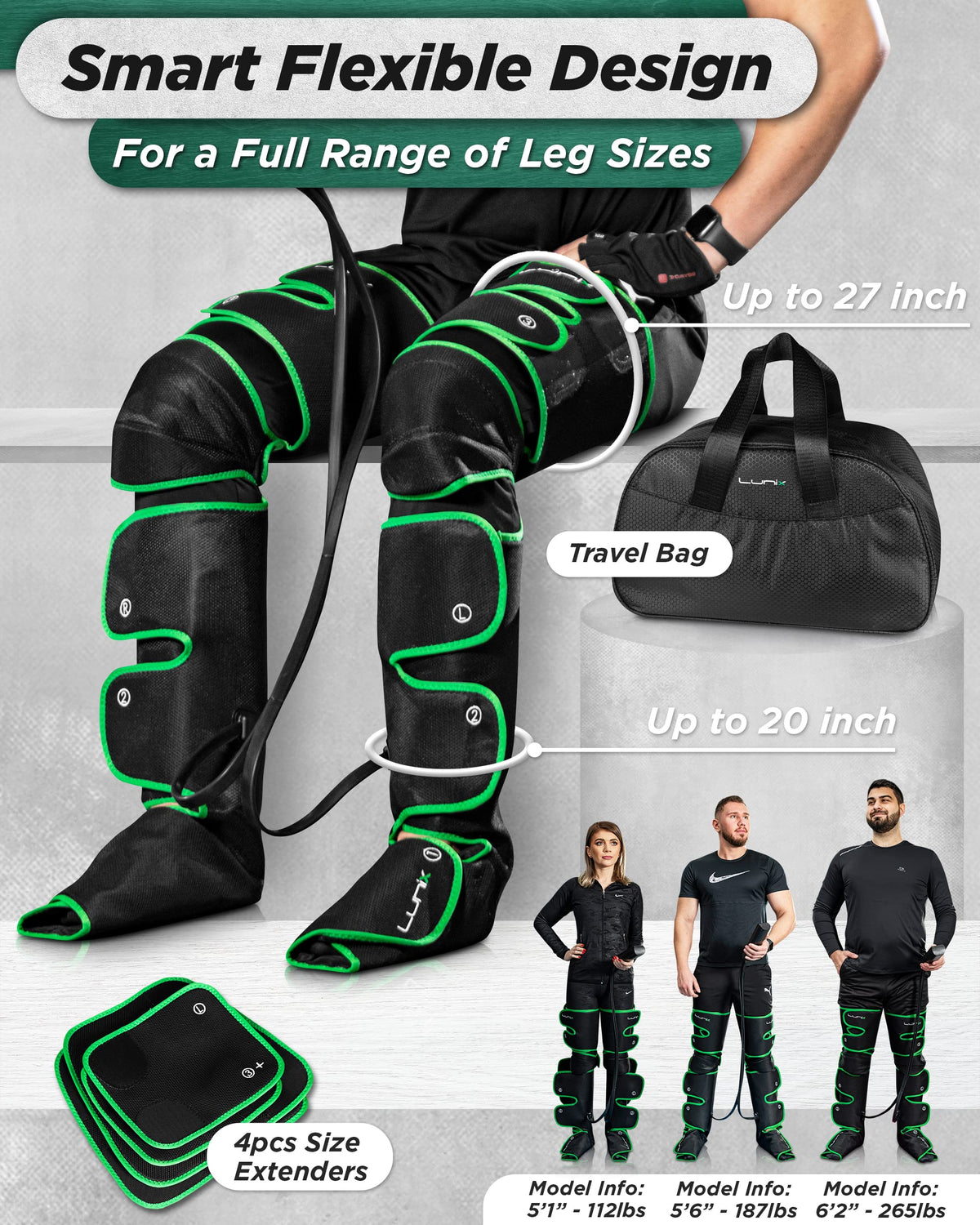 Cordless Compression Leg Massager with Heat & Cold Therapy V836427