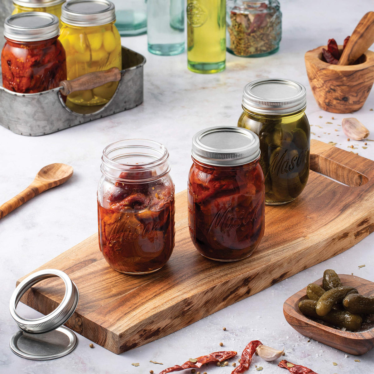 16 oz 12-Pack Regular Mouth Glass Jars with Lid & Seal Bands P769714