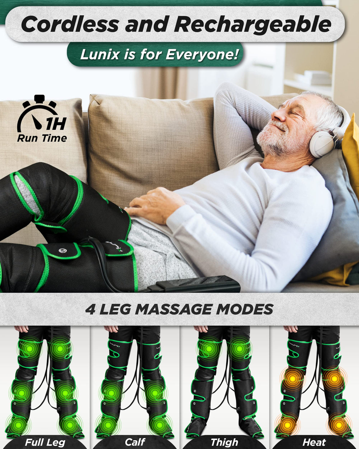Cordless Compression Leg Massager with Heat & Cold Therapy V836427