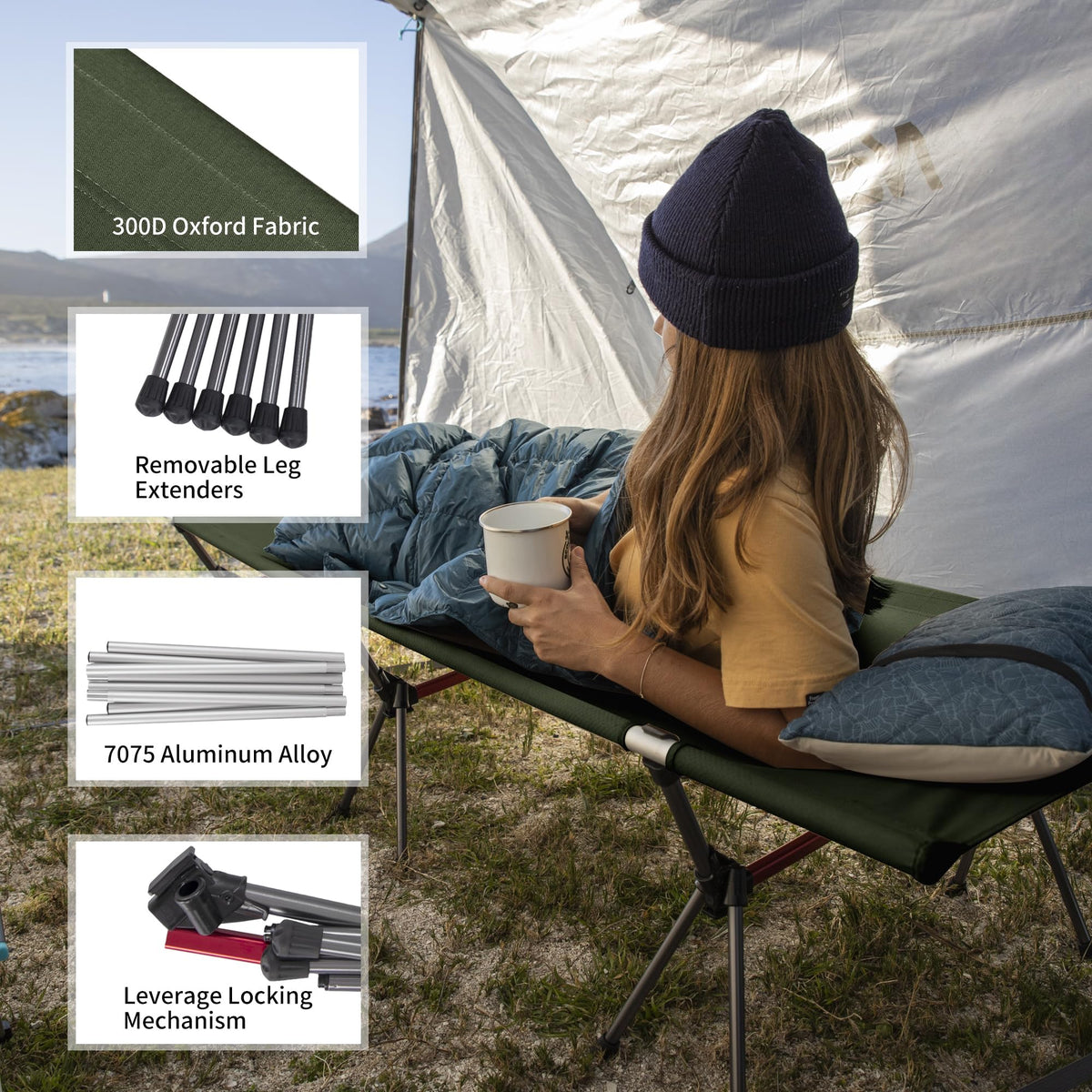 Height Adjustable Ultralight Folding Camping Cot W714