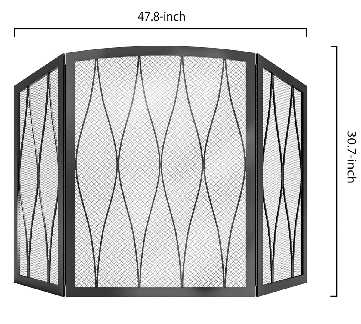 Childproof 3-Panel Wrought Iron Fireplace Screen D744
