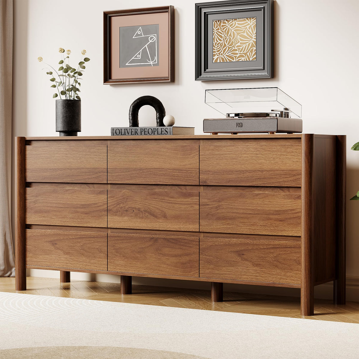 Walnut 9 Drawer Dresser D4913