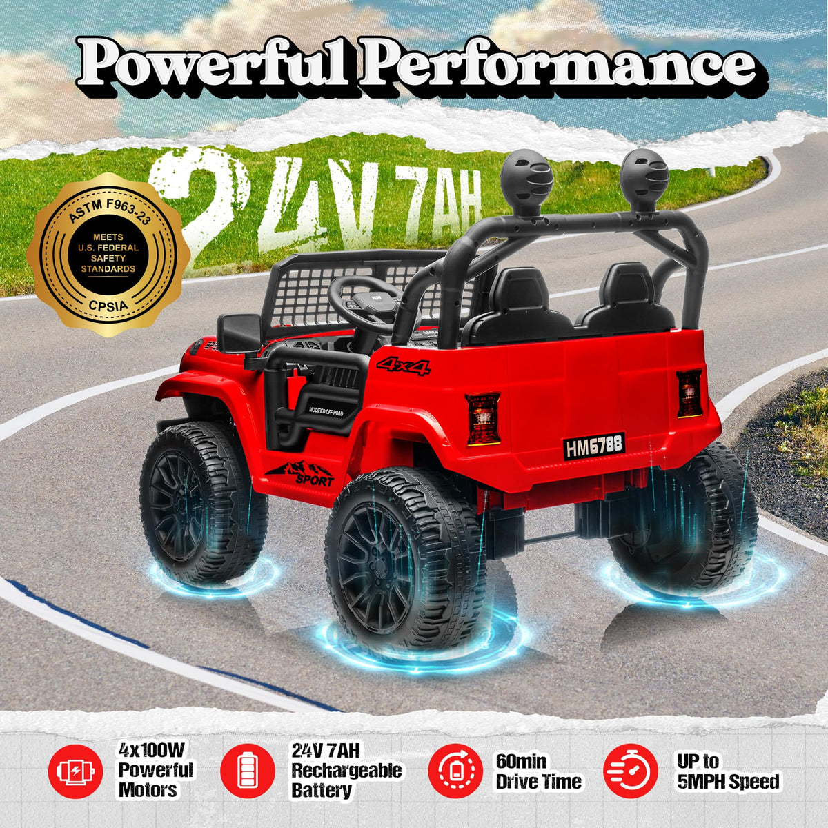 24V 2 Seater Ride on Car Truck A43683