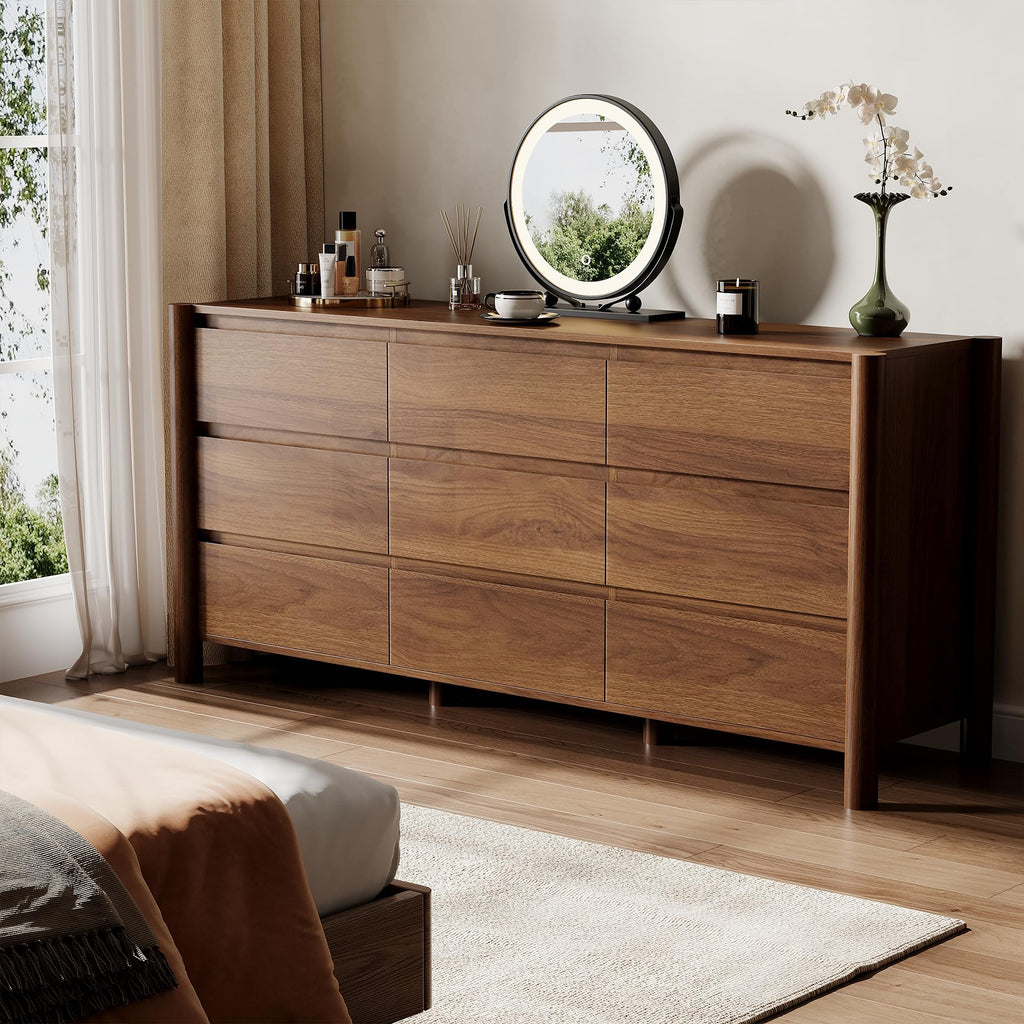Walnut 9 Drawer Dresser D4913