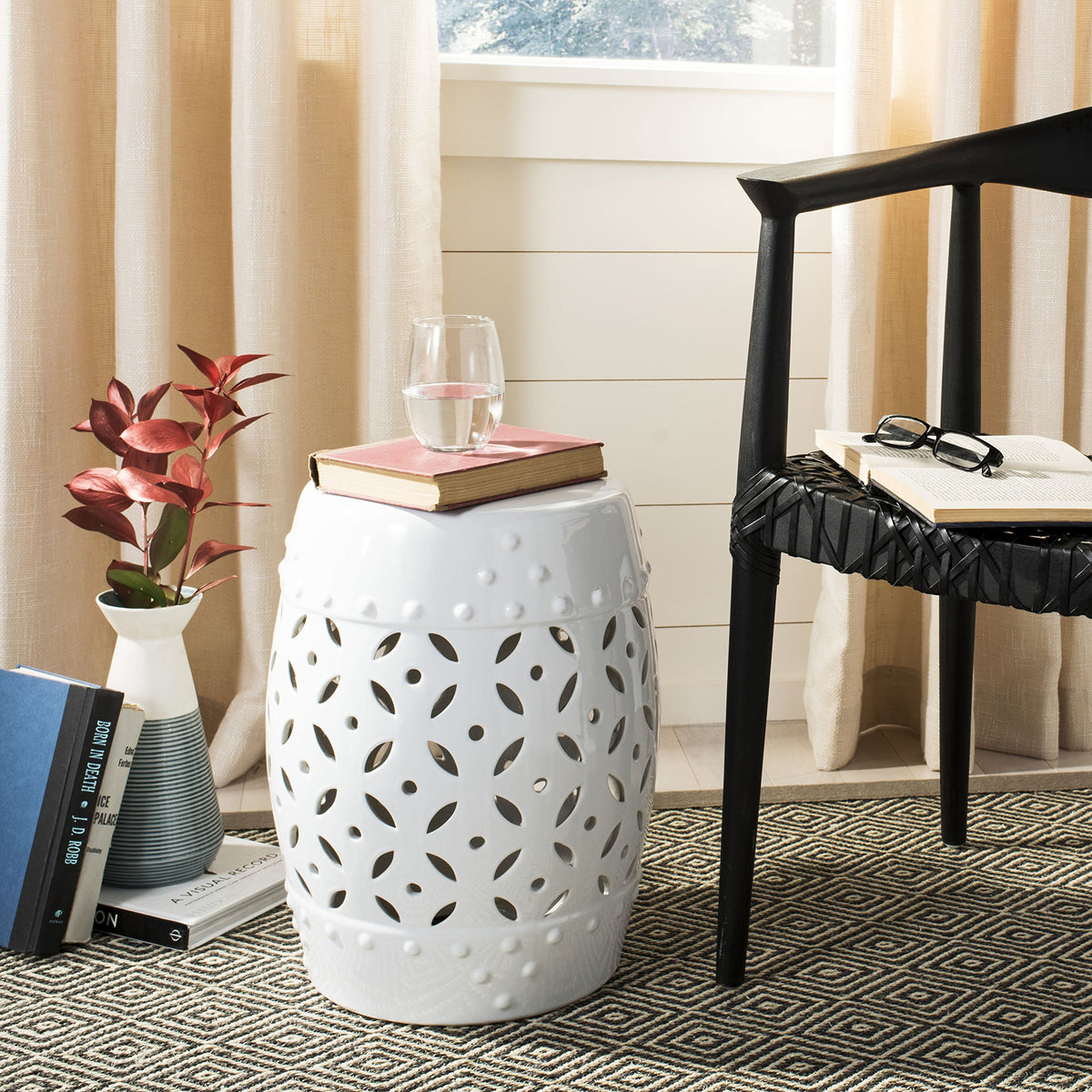 White Ceramic Garden Stool H3526